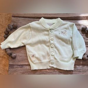 Vintage Baby Gap Newborn‎ (7-12 lbs)  Pale Green Embroidered Button Up Sweater